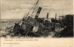 ** T2/T3 Ruse, Pyce, Roustchouk; Le Danube En Decembre 1902. M. Kamermann / The Danube River In December, Steamships In  - Non Classés