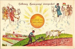 ** T2/T3 Kellemes Karácsonyi ünnepeket! Felvirrad Még A Magyarnak! Horthy Miklós Fehér Lovon / Christmas Greeting Hungar - Ohne Zuordnung