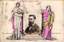 T2/T3 1860-1904 Herzl Tivadar, A Cionizmus Megalapítója. Héber Feliratos Gyászlap / Theodor Herzl, Father Of Modern Poli - Unclassified