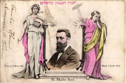 T2/T3 1860-1904 Herzl Tivadar, A Cionizmus Megalapítója. Héber Feliratos Gyászlap / Theodor Herzl, Father Of Modern Poli - Zonder Classificatie