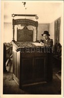 ** T1 Synagogue (Jewish School?) Interior With Stand, Hebrew Texts. Photo - Unclassified