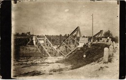 * T2/T3 1918 Lerombolt Vasúti Híd Ideglenes Helyreállítása A Livenza Folyó Felett / WWI K.u.k. Military, Destroyed Railw - Non Classés