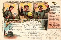 T2/T3 1899 Wie Sich Der Soldat Beim Eintreffen Der Post Freut! Porto-Ermässigungen Für Sendungen An Soldaten. Brief, Pac - Zonder Classificatie