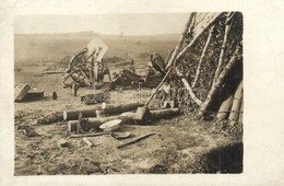 * T2 Volltreffer / Egy Szétlőtt Lőállás és ágyú / WWI Austro-Hungarian K.u.K. Military Destroyed Cannon And Firing Point - Non Classés