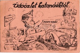 T2/T3 1940 Üdvözlet Katonáéktól! 1. Honvéd Gyalogezred Tábori Posta, Pesti Újságot Olvasó Katonák / WWII Hungarian Graph - Non Classés