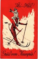 T2 Ski-Heil! Gruss Vom Krampus! / Krampus Skiing With Girl. C.H.W. VIII/2. 2508-4. - Zonder Classificatie