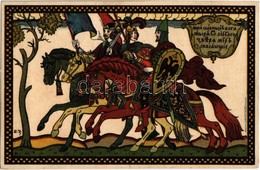 ** T1/T2 Three Glorious Heroes Who Save The World From The Fierce Beast / Russian Litho Art Postcard. 372A. S: Boris Vas - Unclassified