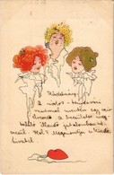 T2 1899 Coeur Dame Heart Lady V. Unsigned Raphael Kirchner - Non Classés