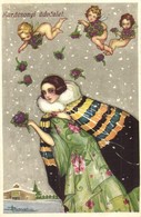 T2/T3 Karácsonyi üdvözlet / Italian Christmas Art Postcard. Degami 860. S: Busi (fl) - Non Classés