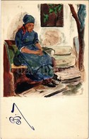 ** T2/T3 Old Lady. Hand-painted Art Postcard. Verlag 'Orient Mill' - Non Classés
