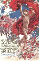 ** T2/T3 1915 Municipio Di Genova Inaugurazione Del Monumento Ai Mille. G. Ricordi & C. / Advertisment Postcard For The  - Non Classés