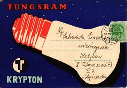 T2/T3 1940 Tungsram Krypton Izzó Reklámlapja / Hungarian Light Bulb Advertisement Postcard (EK) - Non Classés