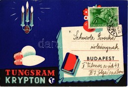 T2/T3 1940 Tungsram Krypton Izzó Reklámlapja / Hungarian Light Bulb Advertisement Postcard - Non Classés