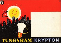 ** T2/T3 Tungsram Krypton Izzó Reklámlapja / Hungarian Light Bulb Advertisement Postcard (EK) - Non Classés