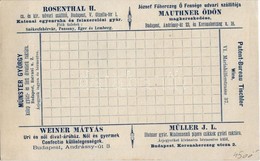 ** T2/T3 Hirdetményes Levelezőlap Rosenthal H. Katonai Egyenruha Gyár, Mauthner Ödön Magkereskedés, Weiner Mátyás Divatá - Non Classés