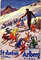 T2/T3 1937 St. Anton - Arlberg (Tirol) / Rabbits Skiing Art Postcard, Humour S: B. Czegka - Ohne Zuordnung