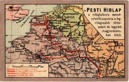 ** T2 Pesti Hírlap Első Világháborús Térképe Az 1918-as Tavaszi Offenzíváról / WWI Map Of The Spring Offensive In 1918 - Non Classificati