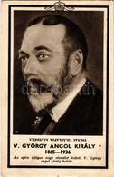 ** T2/T3 V. György Brit Király Gyászlapja. Tolnai Világlapja Ajándéka / Obituary Card For George V (1865-1936) King Of T - Non Classés