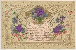 T2/T3 1901 Embossed Litho Floral Greeting Art Postcard. Silk Card  (EK) - Unclassified
