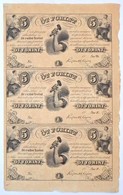 1852. 5Ft 'Kossuth Bankó' Kitöltetlen 'D','E','F' Hármas ívben T:I,I- / Hungary 1852. 5 Forint Blokk Of 3 (D,E,F) Withou - Non Classés