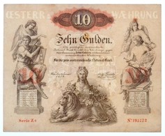 1858. 10G 'Zc 195772' Vízjeles Papíron T:III Fo. / 
Austrian Empire 1858. 10 Gulden 'Zc 195772' On Watermarked Paper C:F - Unclassified