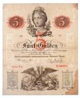 1859. 5G 'Fu 906963' Vízjeles Papíron T:III Fo. / Austrian Empire 1859. 5 Gulden 'Fu 906963' On Watermarked Paper C:F Sp - Zonder Classificatie