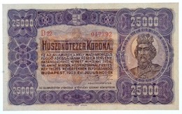 1923. 25.000K 'Orell Füssli Zürich' Piros Sorszám 'D22 017292' T:III Szép Papír / Hungary 1923. 25.000 Korona 'Orell Füs - Unclassified