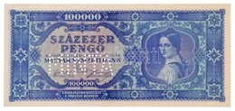 1945. 100.000P Kék, 'M000 - 000000' Sorozat és Sorszámmal, 'MINTA' Perforációval T:I / Hungary 1945. 100.000 Pengő With  - Non Classés