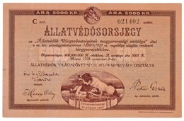 Budapest 1925. 'Állatvédők Világszövetségének Magyarországi Osztálya - Állatvédősorsjegy' 5000K értékben, 'C' Sorozat T: - Unclassified