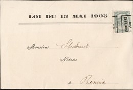 Petite Feuille Affranchie Avec Un Timbre Préoblitéré Envoyée De Bruxelles Vers Renaix En 1905 - Rolstempels 1900-09