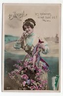 1er  AVRIL -- Femme Et Poissons ( Jolie Robe,fleurs ) - April Fool's Day