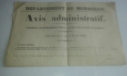 VP14.739 - MORBIHAN - Empire - VANNES 1862 - Affiche 44 X 54 - Avis Administrarif - Vente D'une Maison Située à GUEMENE - Plakate