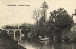 CHAROLLES  Bords De L' Arconce Barque TRAIN  Sur Le Pont De Chemin De Fer - Charolles