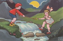Margret Boriss - Children Crossing The Creek Amag - Boriss, Margret