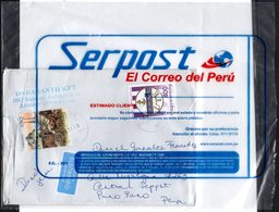 Hungría 2019 Circulado Budapest A Puno. Cortado Y Expoliado. Embalaje Plástico De Serpost (Perú). - Covers & Documents