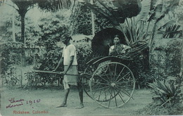 Colombo Ceylon Rickshaw With Beautiful Singhalese Lady  Edit Platé 19. Used To Montreux . Crease Top Right Corner - Sri Lanka (Ceylon)