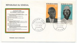 SENEGAL - Enveloppe FDC - Président Lamine Gueye - Premier Jour - DAKAR - 10 Juin 1969 - Sénégal (1960-...)