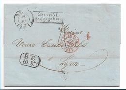 CH032 / Schweiz - Bern 1843, Zu Spät Aufgegeben In Schreibschrift Und In Kastenform Nach Lyon - 1843-1852 Federale & Kantonnale Postzegels