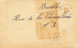 872/28 - FORTUNES 1919 - Enveloppe Griffe PAYE Et RARE Cachet Electoral QUAREGNON ( 3 Barres , Aucune Date !!! ) - Fortune Cancels (1919)