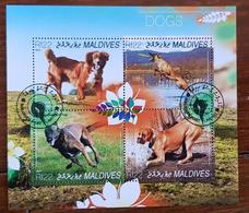 MALDIVES, Chiens, Chien, Dog, Perro, Hunde, 4 Valeurs De 2014. Bloc Oblitéré, Used - Honden