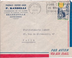 CONGO - LETTRE PAR AVION BRAZZAVILLE POUR PARIS 1953 MEDAILLE MILITAIRE - Covers & Documents