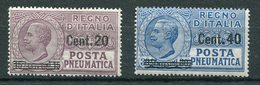 Regno D'Italia -  Posta Pneumatica 1924-25 - N. 6 - 7 ** MNH - Pneumatic Mail