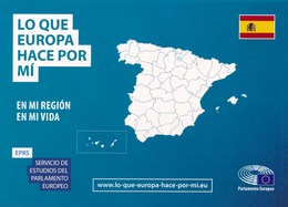 AK Spanien 2019 EU - Mitgliedschaft + Landkarte + Fahne - Ausgabe Des EU-Parlamentes Brüssel Zur Europawahl - Europäische Institutionen