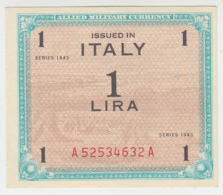 Italy 1 Lira 1943 UNC NEUF Pick M10a AMC - Ocupación Aliados Segunda Guerra Mundial