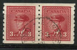 Canada 1943 3 Cent King George VI War Issue #265 Coil Pair - Other & Unclassified