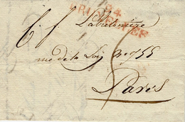 An 10 - Lettre De  94 / BRUXELLES ( La Dyle  ) 44 Mm Rouge  Taxe 5 D Pour Paris ( Au Dos, Arrivée 3 Avec Point - 1794-1814 (French Period)