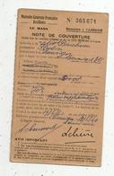 Note De Couverture ,Mutuelle Générale Française , LE MANS ,1940 , 2 Scans - Non Classés