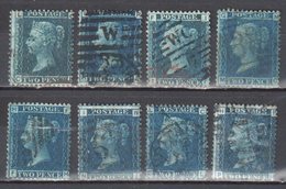 Great Britain 1858-79 - Queen Victoria, 2d Blue - Mi.17 Plate 7-9,9,12-15 - 8v - Used - Used Stamps