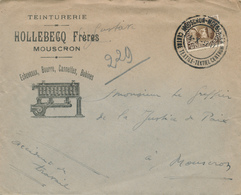 897/28 - Lettre + Contenu TP Képi MOUSCRON MOESCROEN 1932 - Entete Illustrée Teinturerie Hollebecq Frères - 1931-1934 Quepis