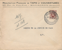 899/28 - Lettre + Contenu TP Lion Héraldique MOUSCRON MOESCROEN 1932 - Entete Manufacture Française Tapis Et Couvertures - 1929-1937 Leone Araldico